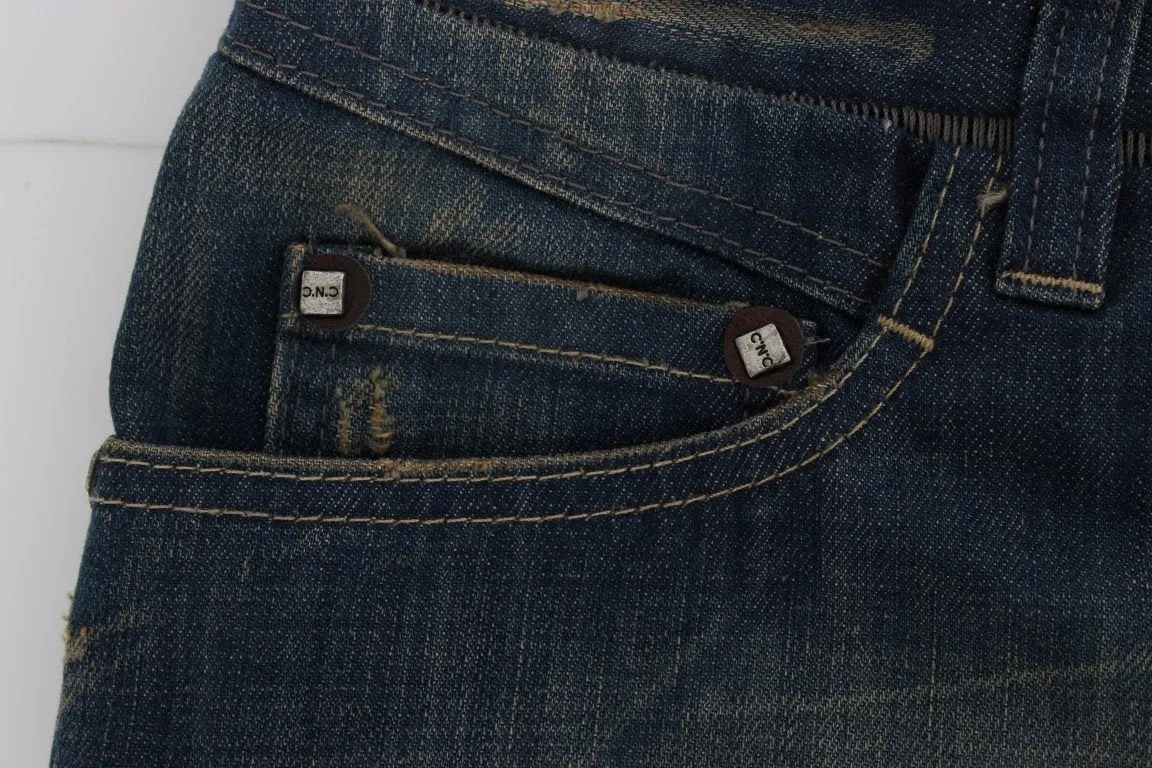 Blue Cotton Boyfriend Denim Jeans