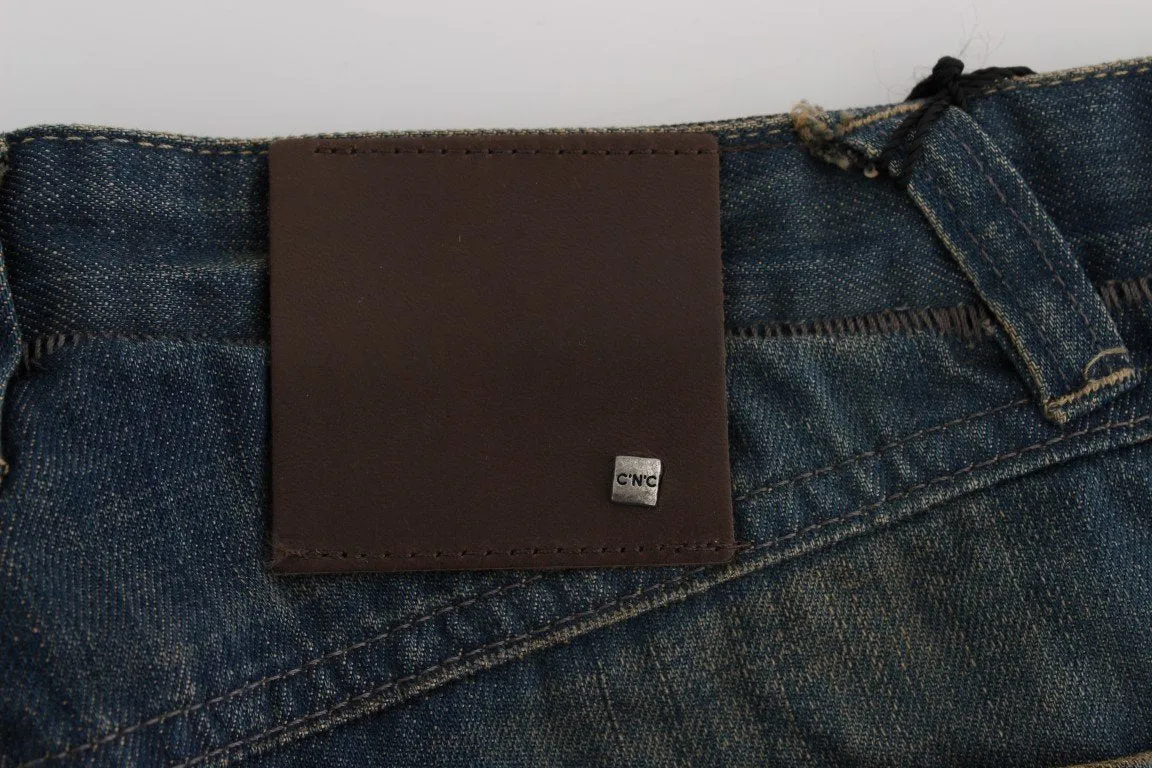 Blue Cotton Boyfriend Denim Jeans