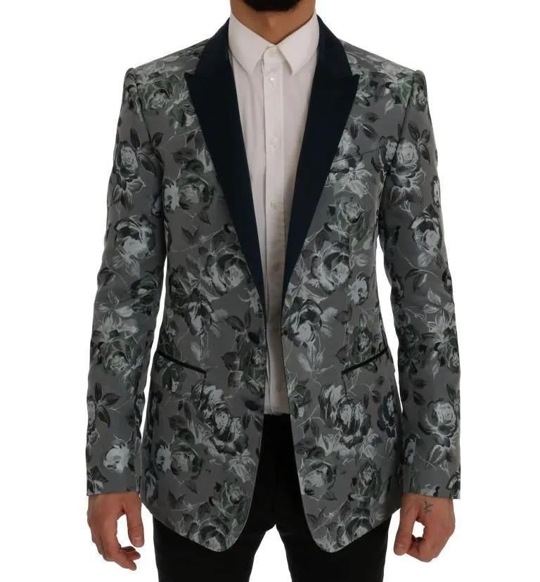 Blue Floral MARTINI Slim Fit Blazer Jacket