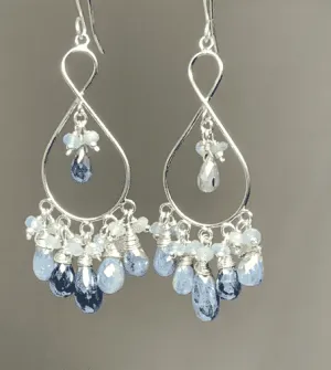 Blue Gemstone Sterling Silver Boho Chandelier Earrings