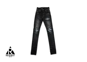 Blue Plaid Ripped  MX1 Aged Jeans "Faded Black"