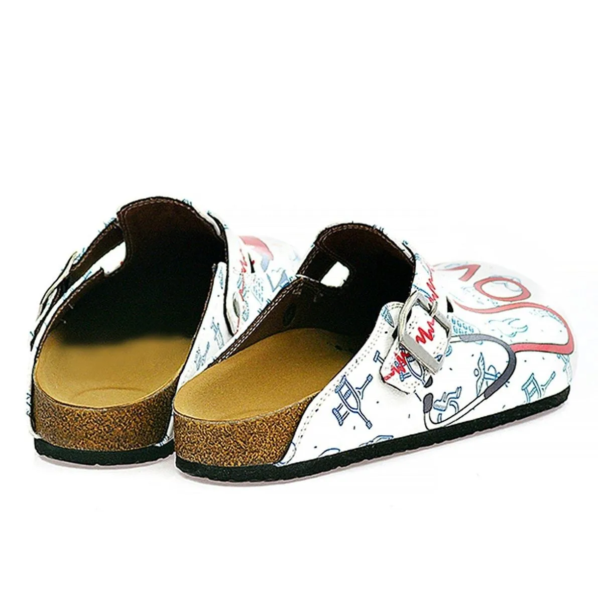 Blue, Red and White Colored Doctor Patterned Clogs - WCAL325
