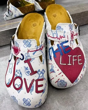 Blue, Red and White Colored Doctor Patterned Clogs - WCAL325