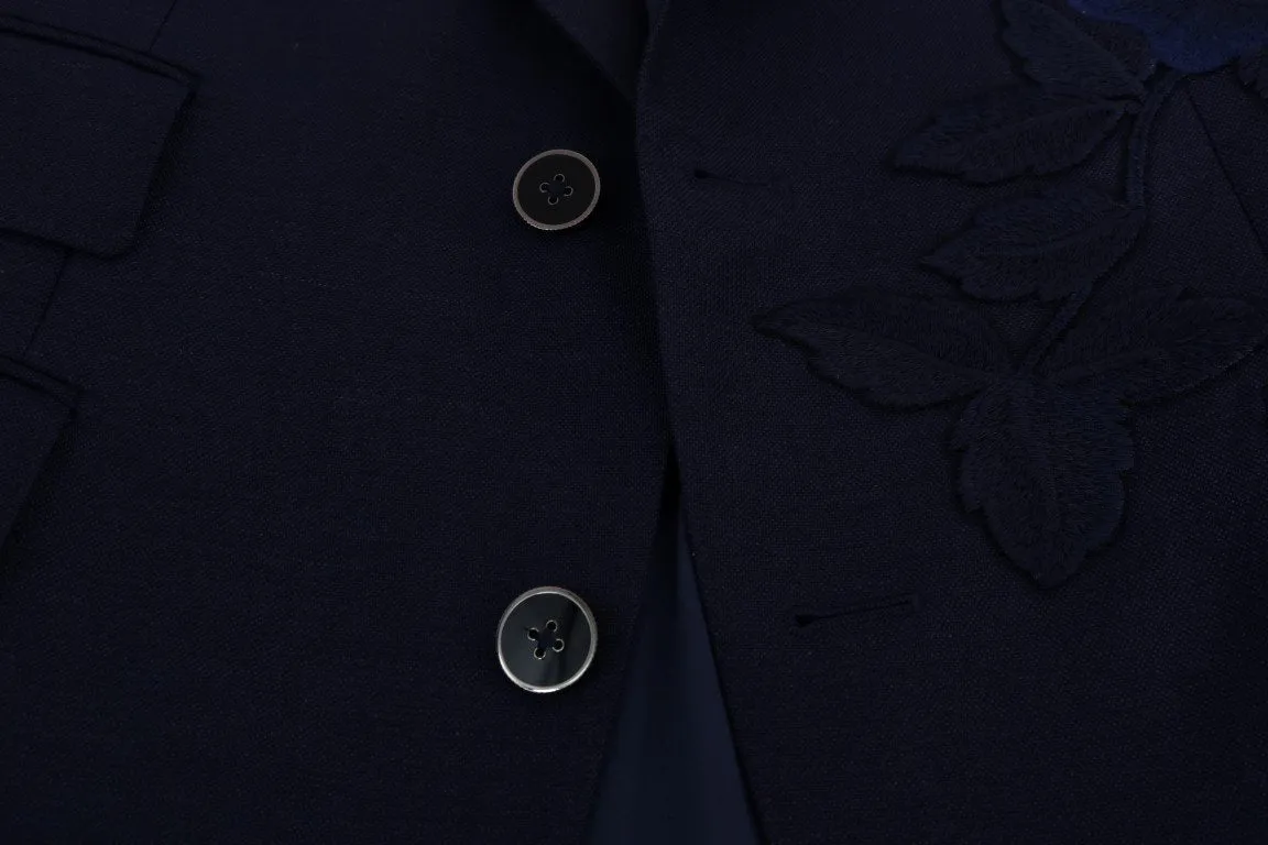 Blue Roses Embroidered Blazer