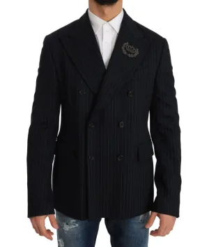 Blue Striped Royal Crown Blazer Jacket