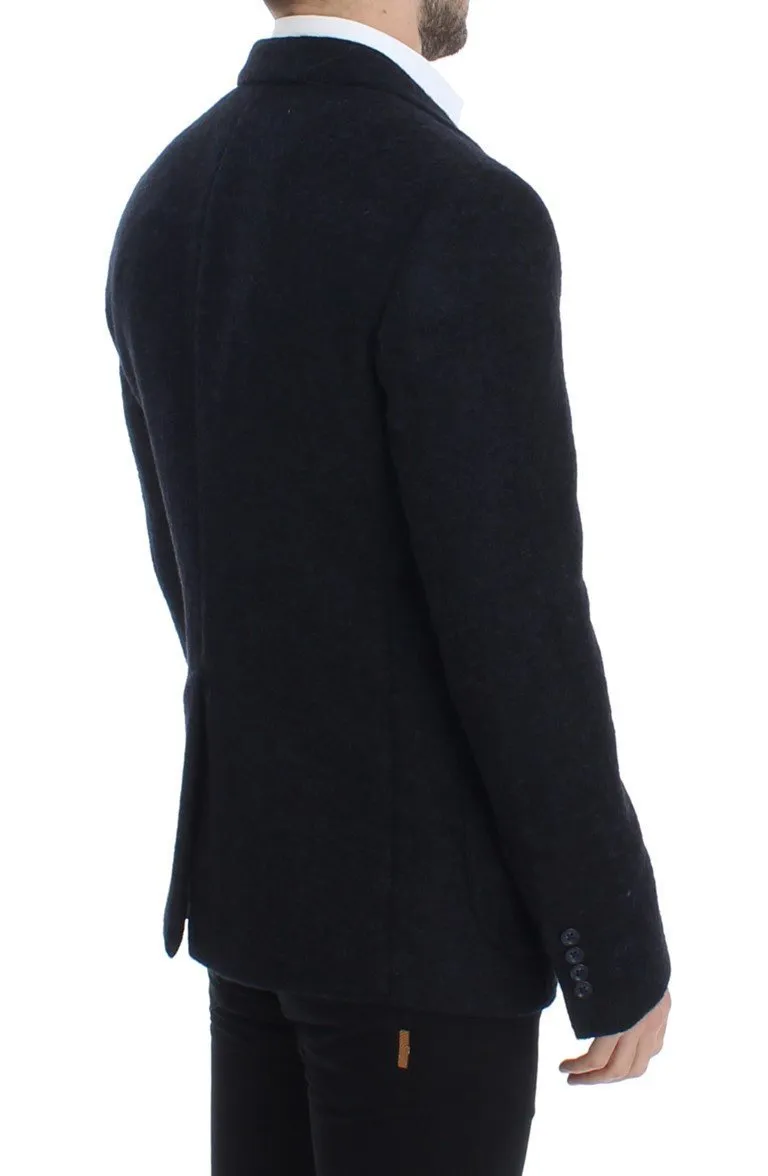 Blue two button alpaga blazer