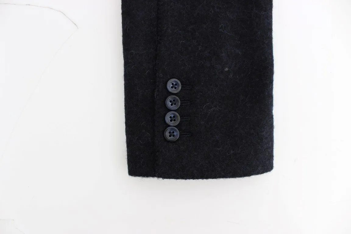 Blue two button alpaga blazer