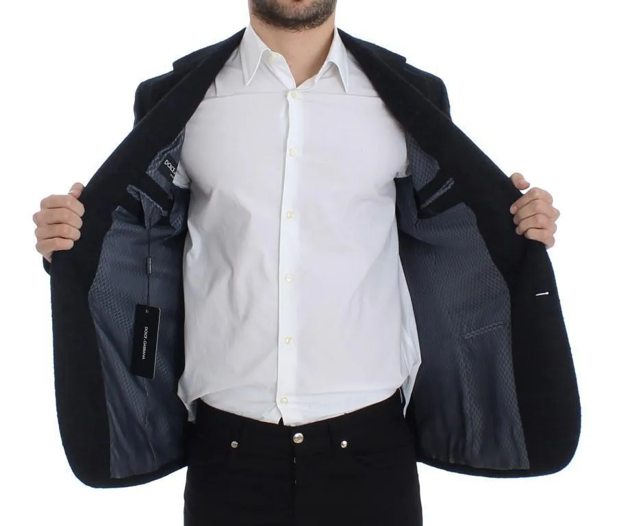Blue two button alpaga blazer