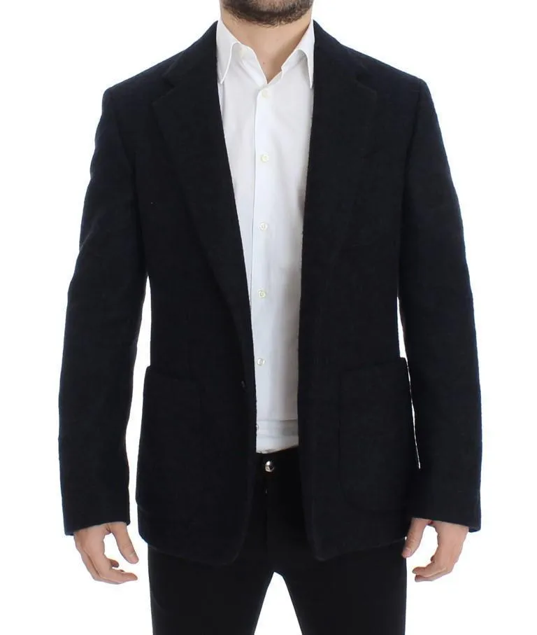 Blue two button alpaga blazer
