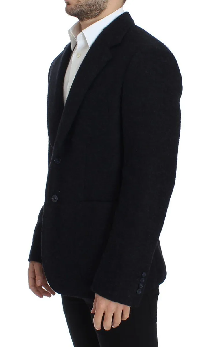 Blue two button alpaga blazer