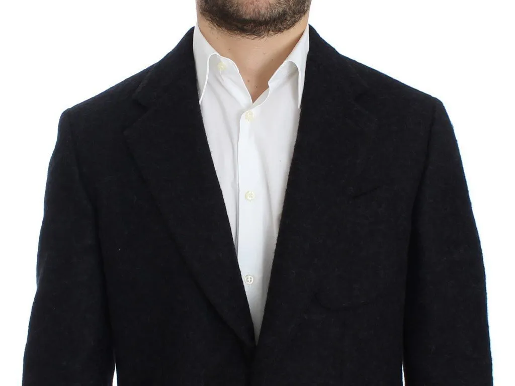 Blue two button alpaga blazer