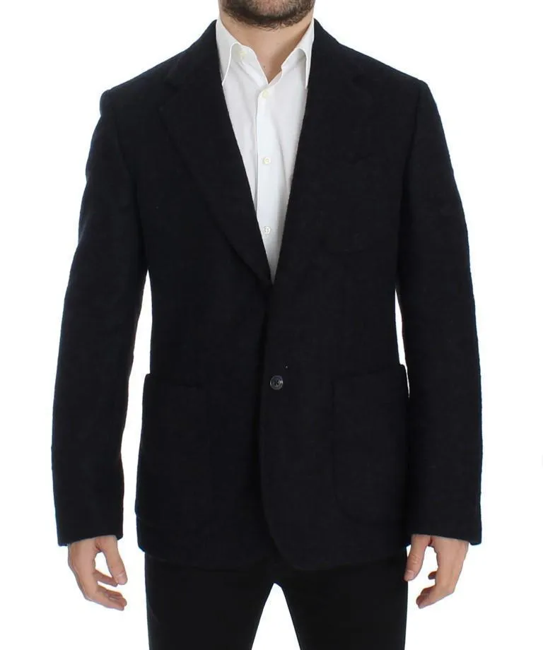 Blue two button alpaga blazer