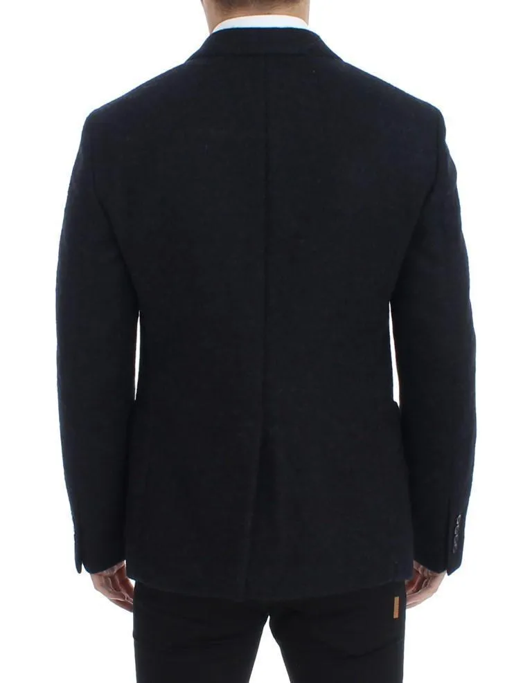 Blue two button alpaga blazer