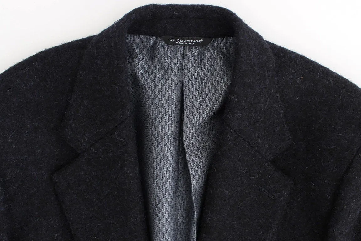 Blue two button alpaga blazer