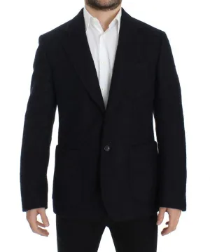 Blue two button alpaga blazer