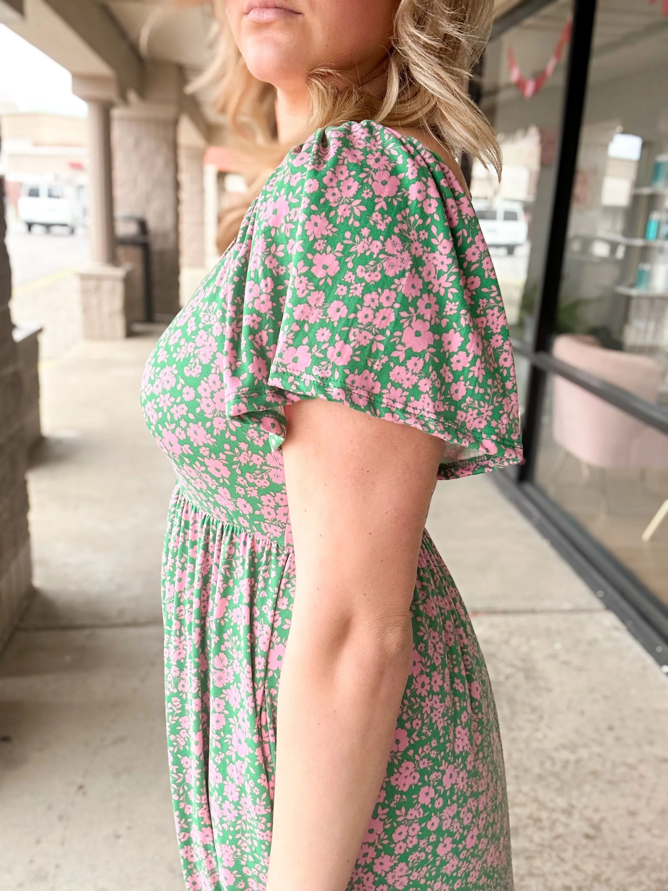 Brighter Days Green & Pink Floral Maxi Dress