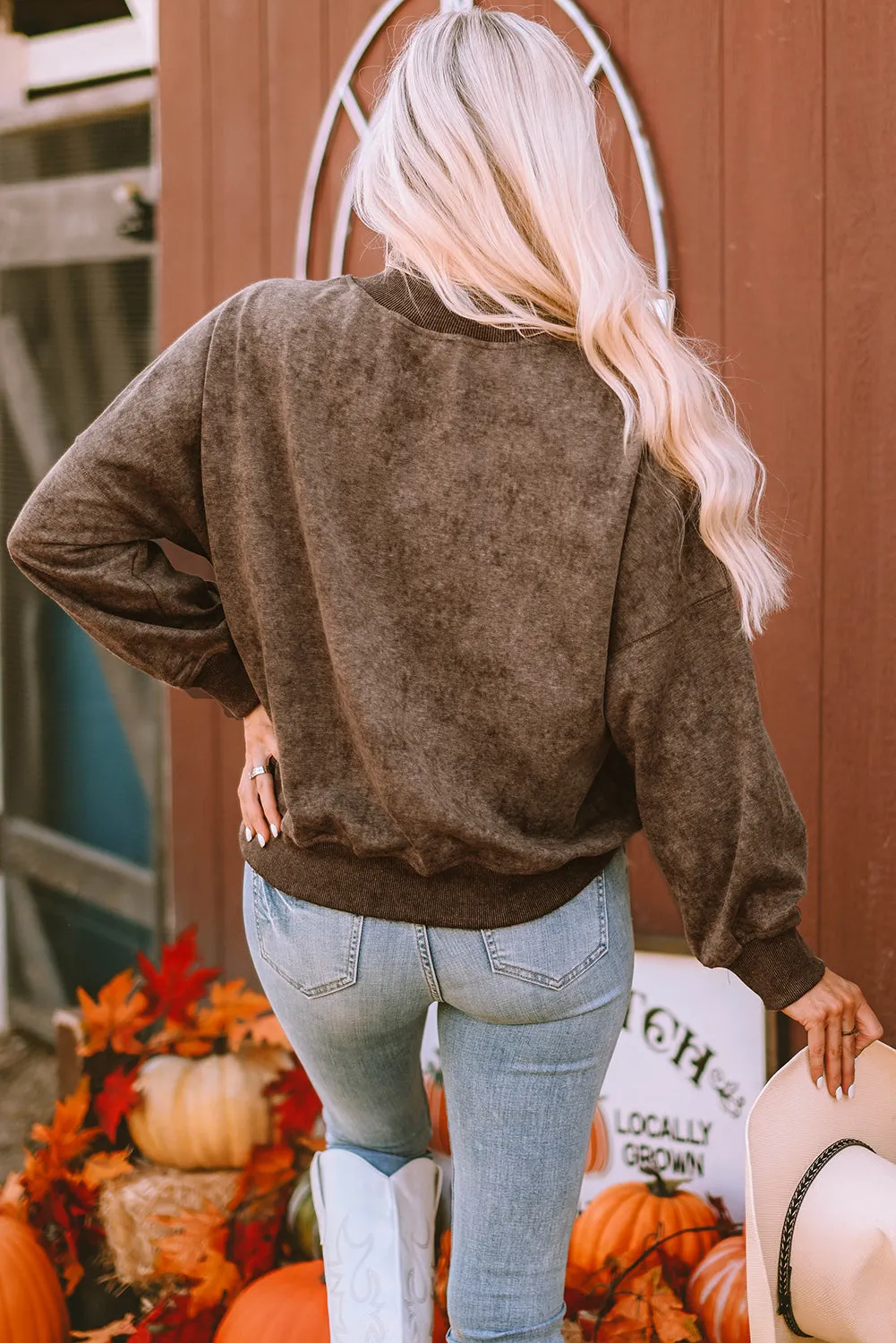 Brown Let's Get Smashed Halloween Pumpkin Graphic Sweatshirt
