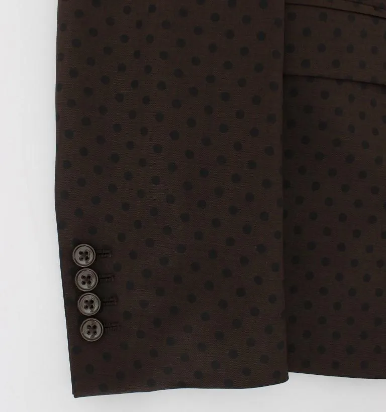 Brown Slim Fit Wool Stretch Blazer