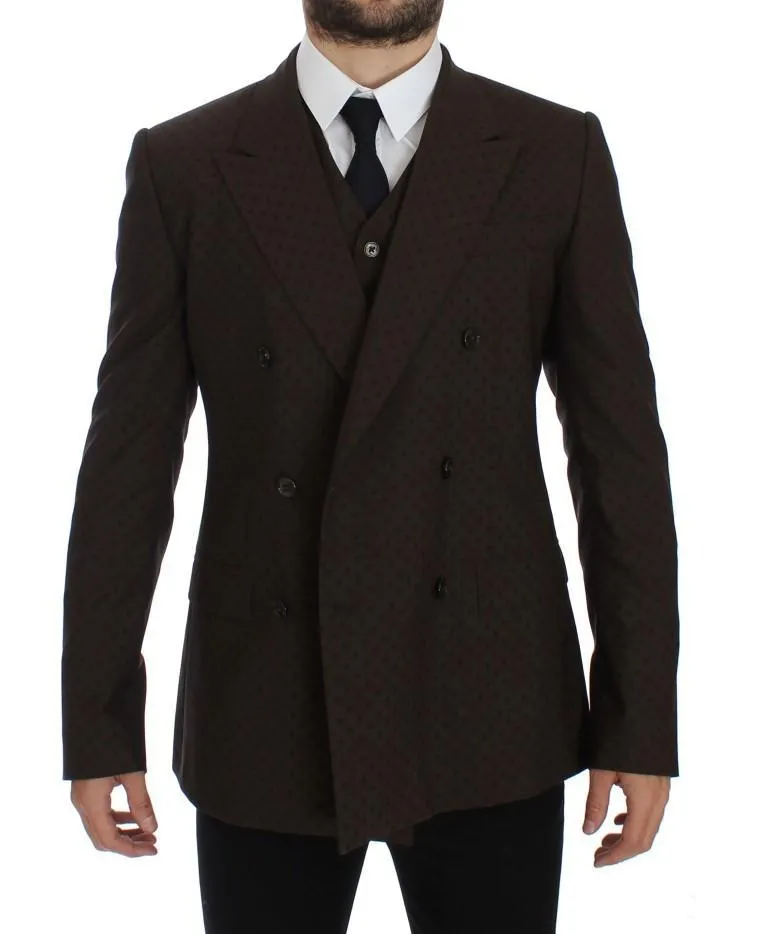 Brown Slim Fit Wool Stretch Blazer