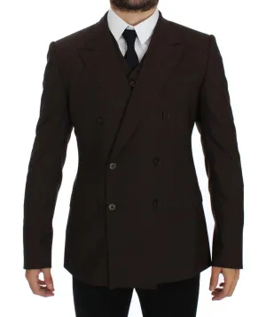 Brown Slim Fit Wool Stretch Blazer