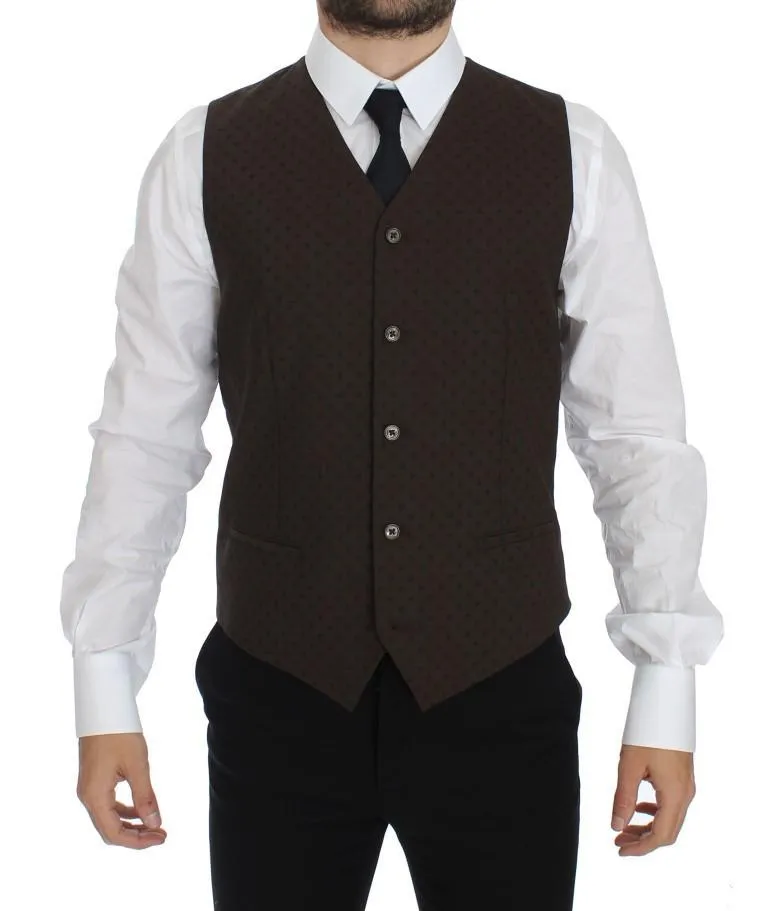 Brown Slim Fit Wool Stretch Blazer