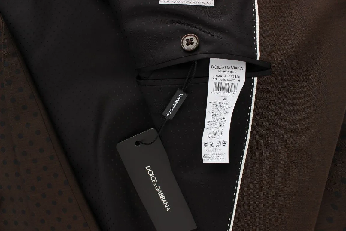 Brown Slim Fit Wool Stretch Blazer