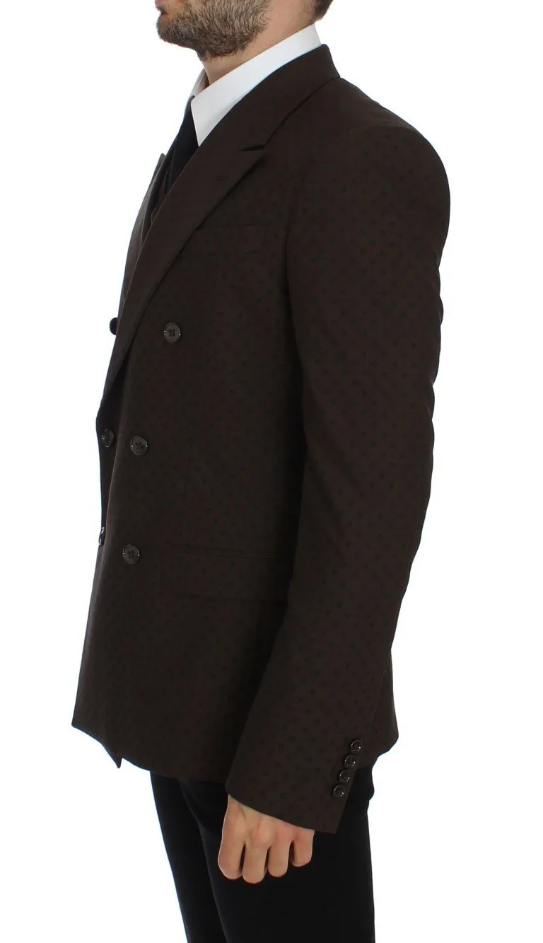 Brown Slim Fit Wool Stretch Blazer