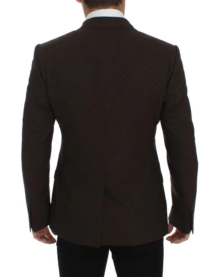 Brown Slim Fit Wool Stretch Blazer