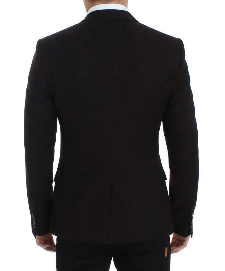 Brown wool slim fit blazer