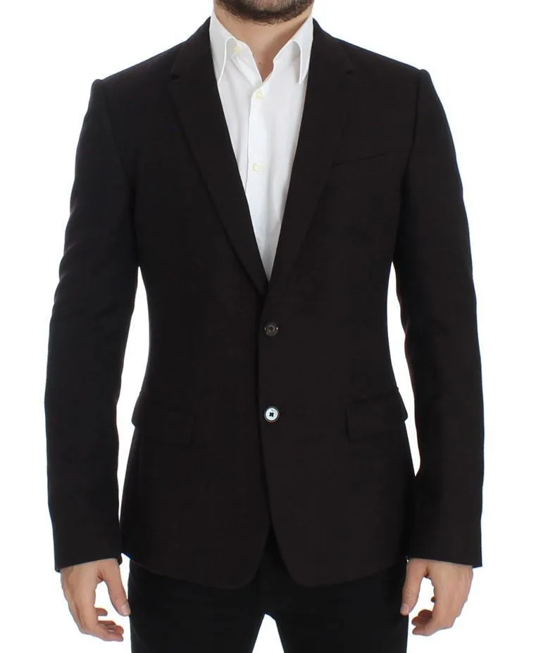 Brown wool slim fit blazer