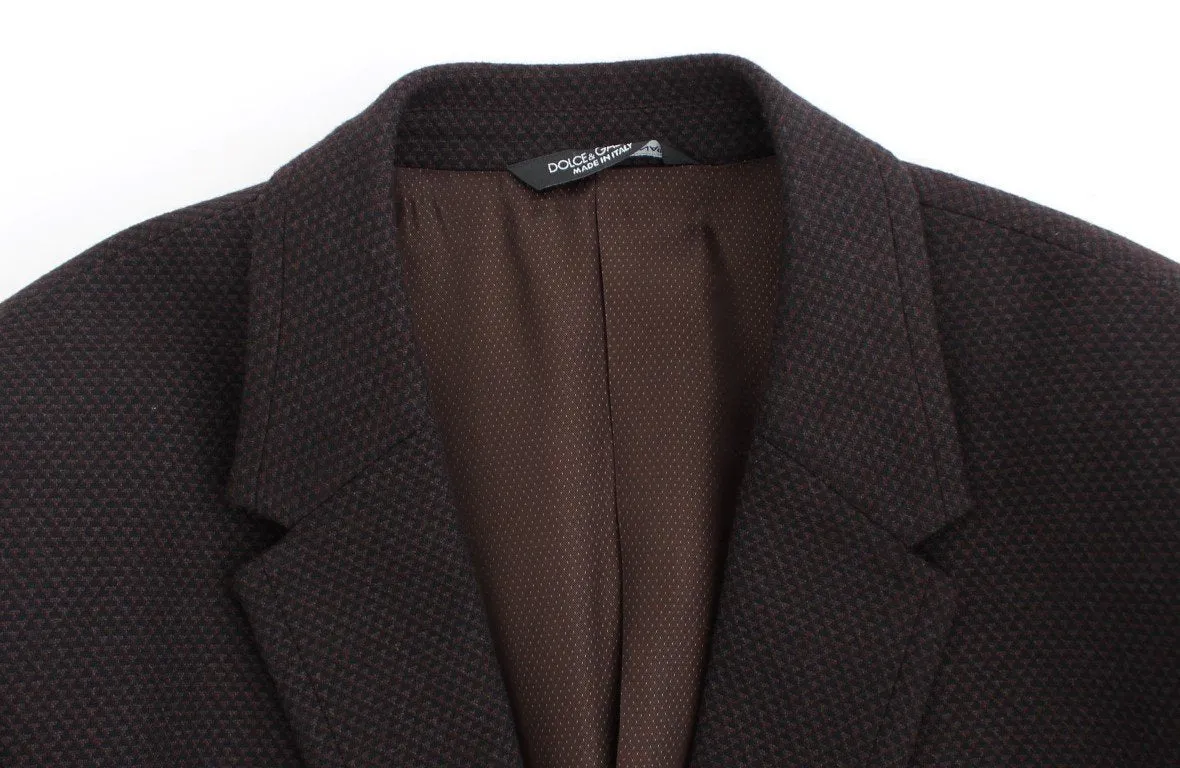 Brown wool slim fit blazer
