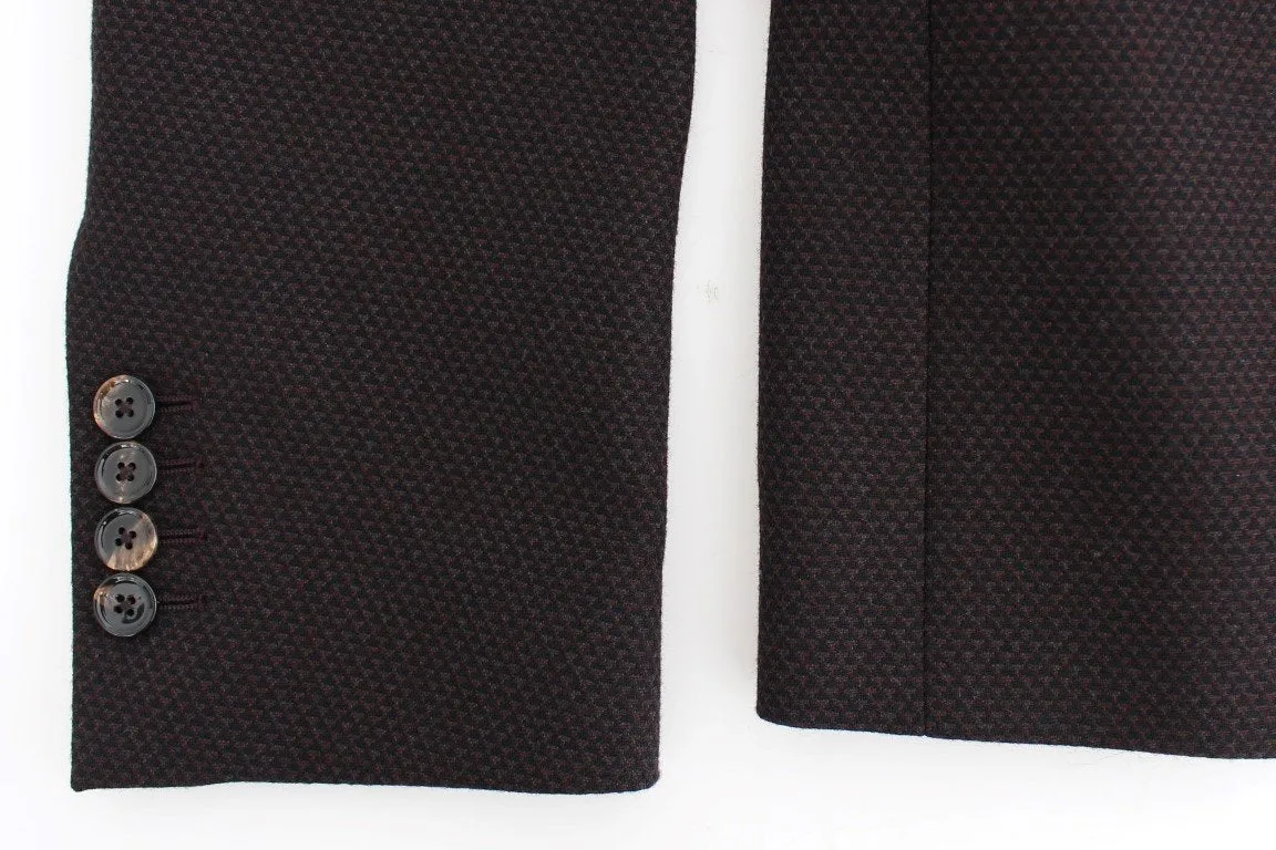 Brown wool slim fit blazer