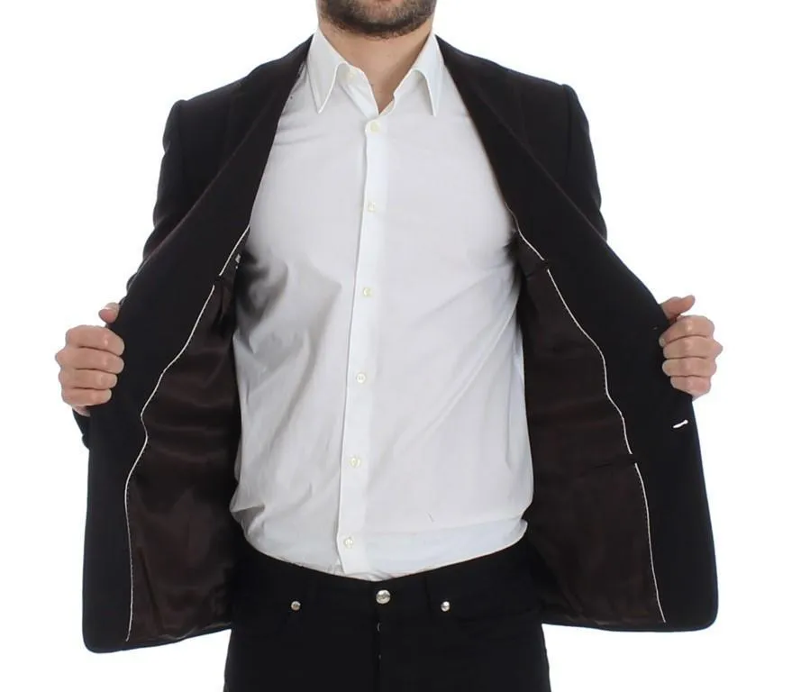 Brown wool slim fit blazer