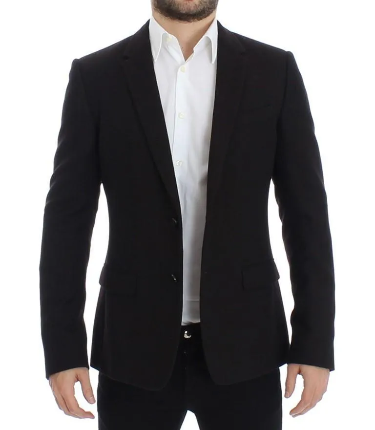 Brown wool slim fit blazer