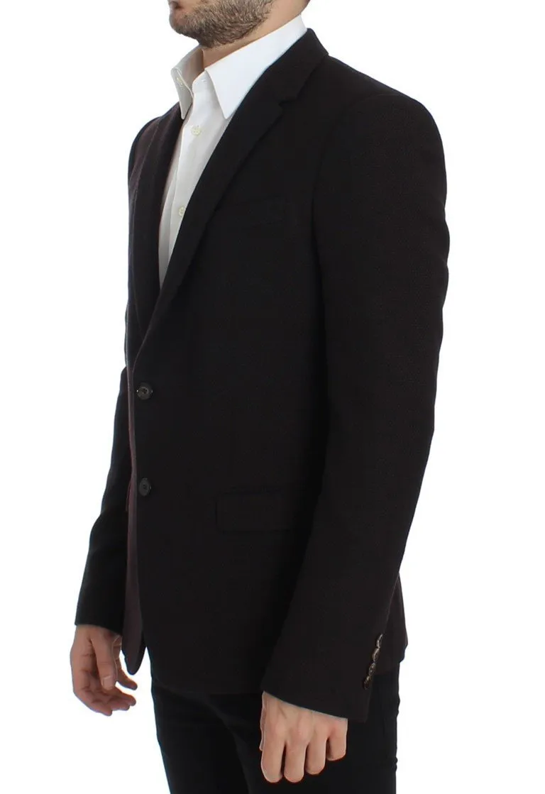 Brown wool slim fit blazer