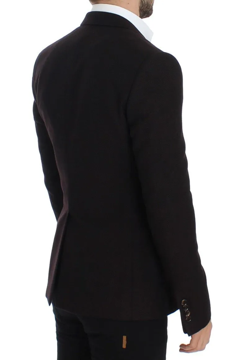 Brown wool slim fit blazer