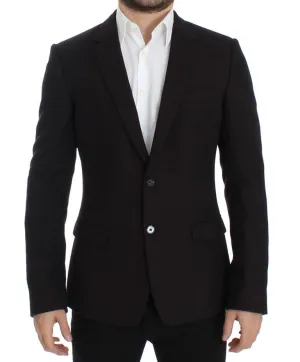 Brown wool slim fit blazer