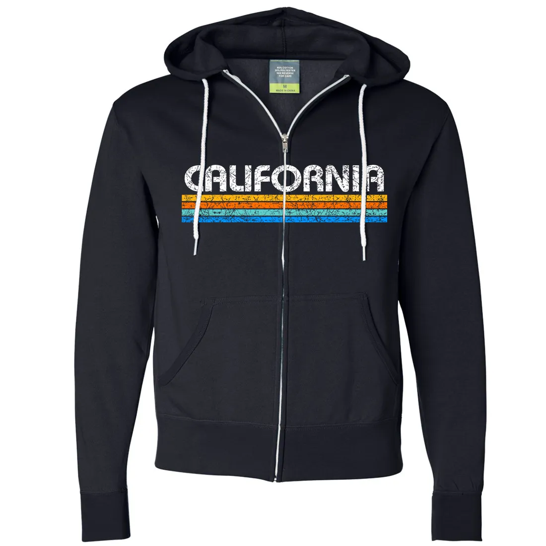 California Vintage Stripe Zip-Up Hoodie