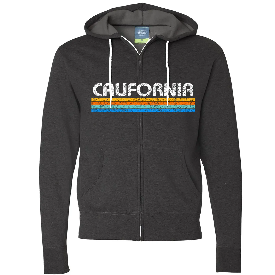 California Vintage Stripe Zip-Up Hoodie