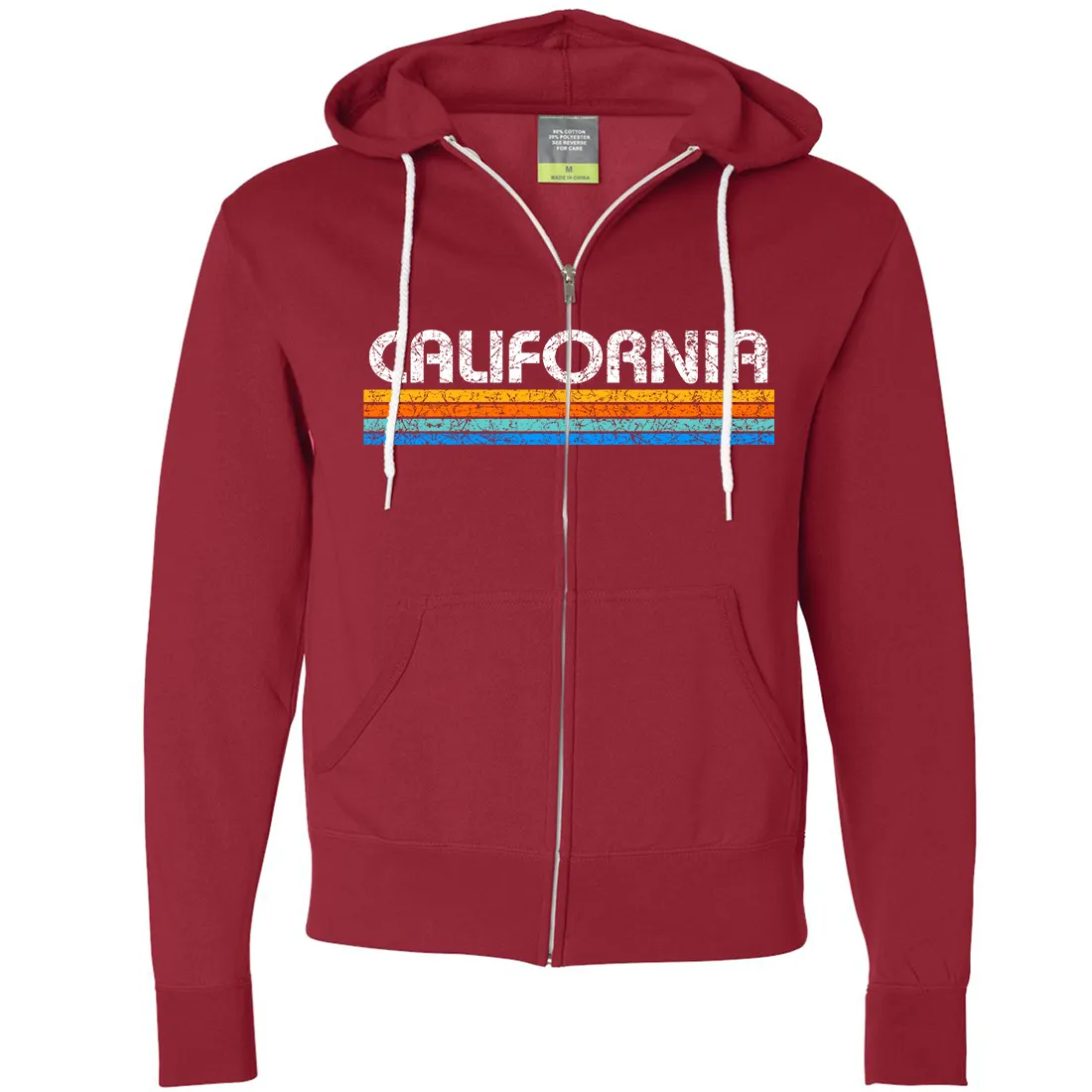California Vintage Stripe Zip-Up Hoodie