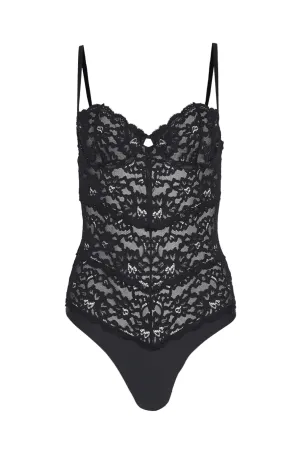Charlotte Balconette Bodysuit- Black