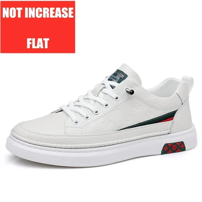 Chaussures de luxe surélevées de 5cm 2024 / 2024 Spring Men's Elevator Shoes Men Loafers White Soft Leather Moccasins Height Increased 5cm Taller Shoes Man Sneakers