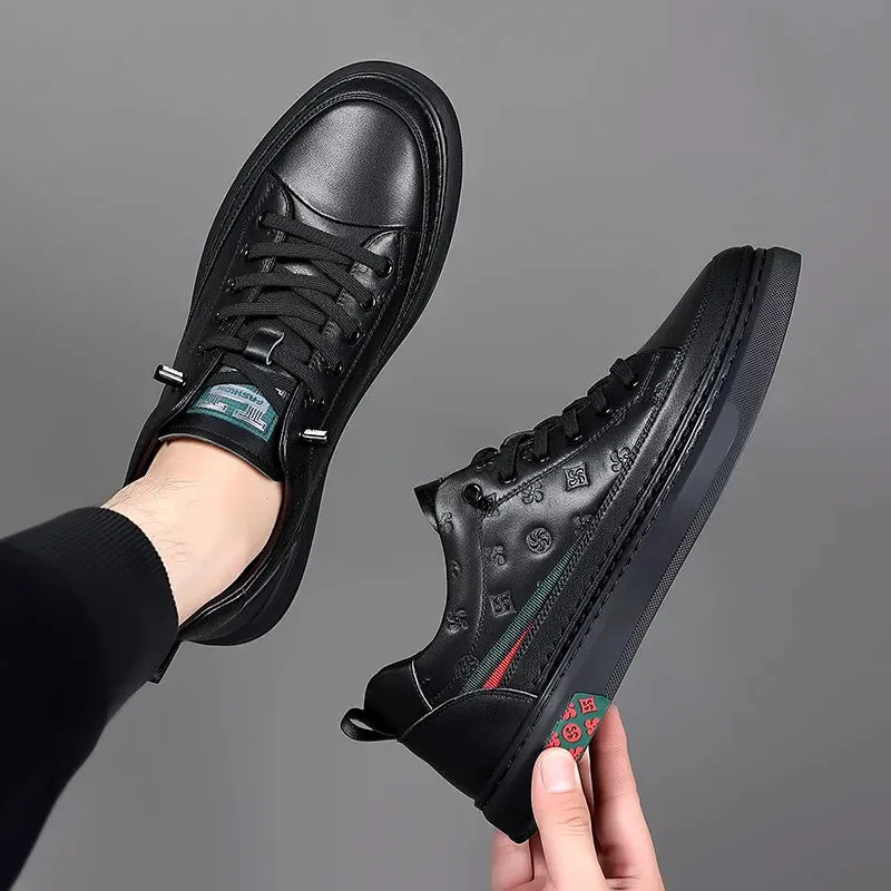 Chaussures de luxe surélevées de 5cm 2024 / 2024 Spring Men's Elevator Shoes Men Loafers White Soft Leather Moccasins Height Increased 5cm Taller Shoes Man Sneakers