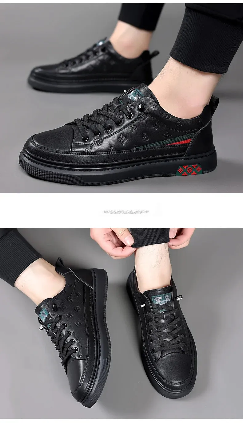 Chaussures de luxe surélevées de 5cm 2024 / 2024 Spring Men's Elevator Shoes Men Loafers White Soft Leather Moccasins Height Increased 5cm Taller Shoes Man Sneakers