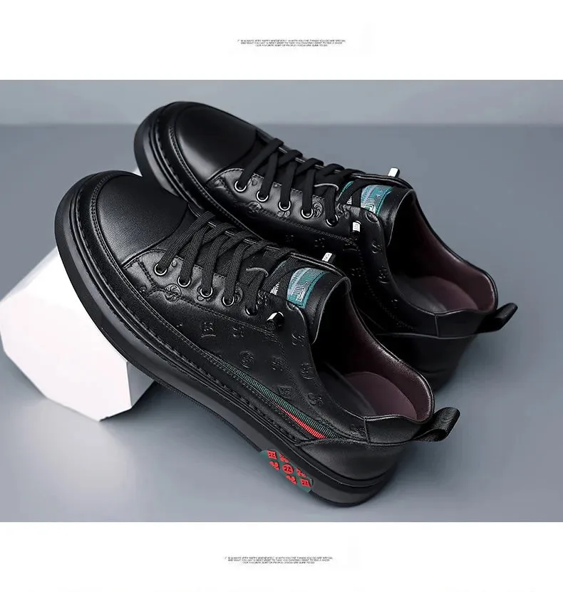 Chaussures de luxe surélevées de 5cm 2024 / 2024 Spring Men's Elevator Shoes Men Loafers White Soft Leather Moccasins Height Increased 5cm Taller Shoes Man Sneakers