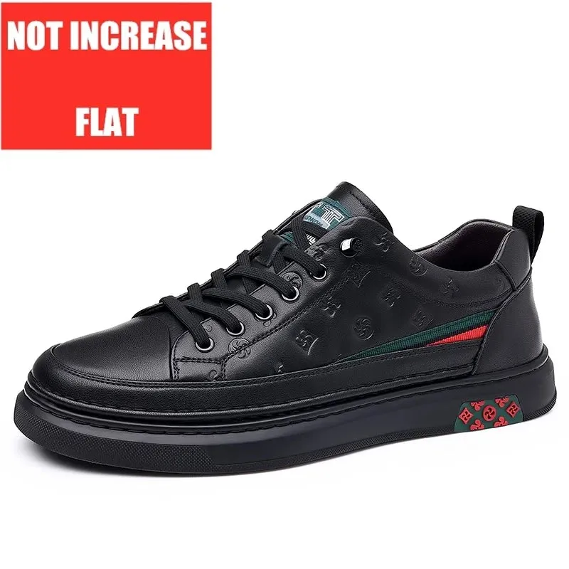 Chaussures de luxe surélevées de 5cm 2024 / 2024 Spring Men's Elevator Shoes Men Loafers White Soft Leather Moccasins Height Increased 5cm Taller Shoes Man Sneakers