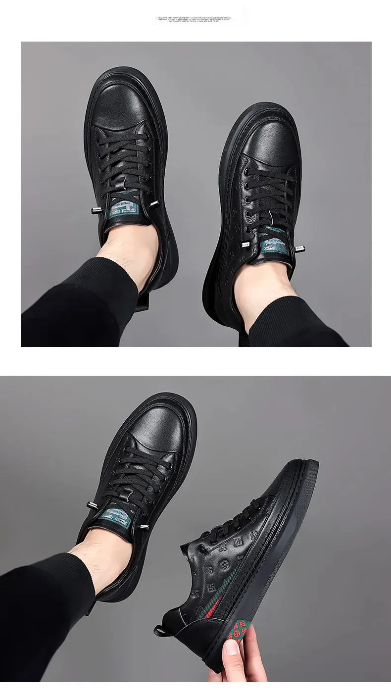Chaussures de luxe surélevées de 5cm 2024 / 2024 Spring Men's Elevator Shoes Men Loafers White Soft Leather Moccasins Height Increased 5cm Taller Shoes Man Sneakers