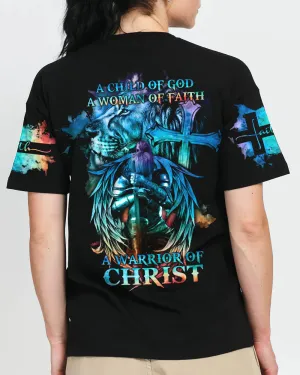 Christianartbag 3D T-Shirt For Women, A Child Of God A Woman Of Faith Lion Warrior, Christian Shirt, Faithful Fashion, 3D Printed Shirts for Christian Women