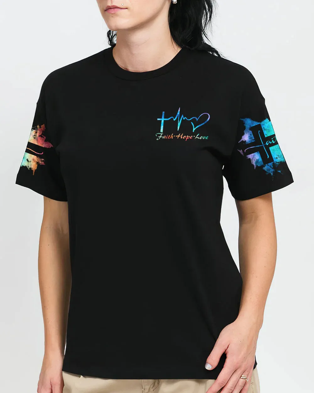 Christianartbag 3D T-Shirt For Women, A Child Of God A Woman Of Faith Lion Warrior, Christian Shirt, Faithful Fashion, 3D Printed Shirts for Christian Women