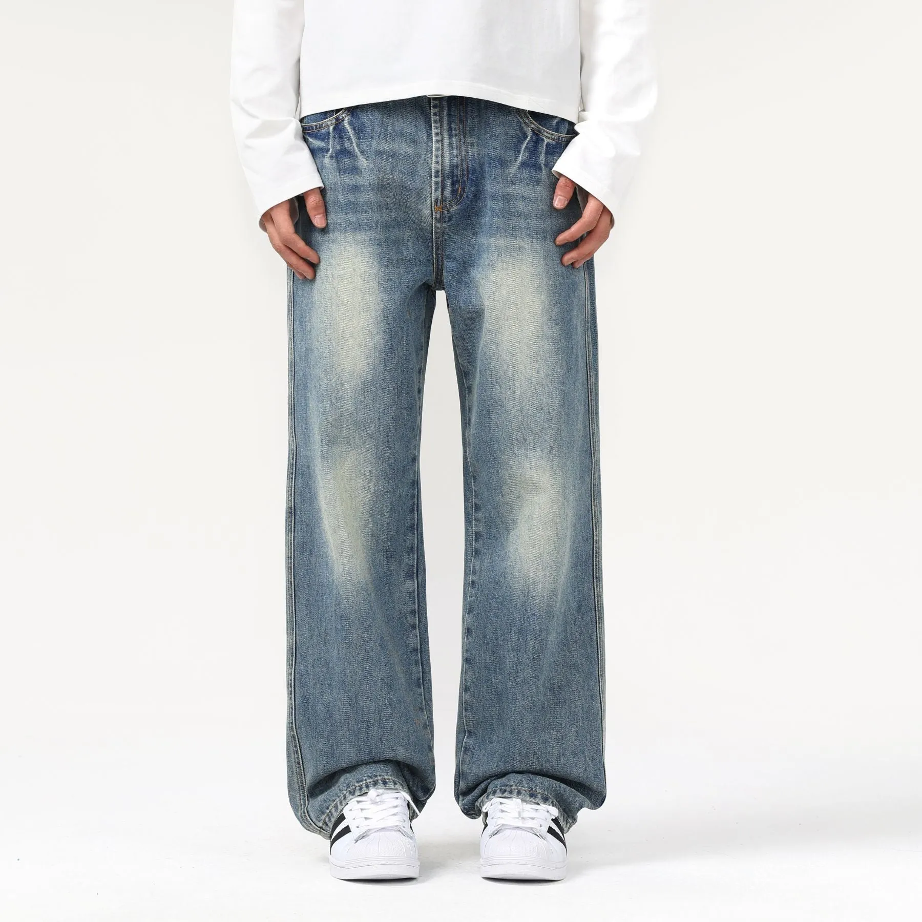 Cleanfit Baggy Washed Faded Jeans